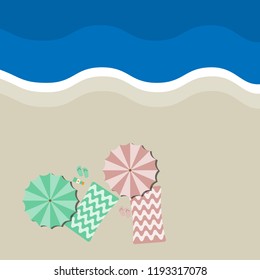 Beach with sun umbrellas holidays vector illustration