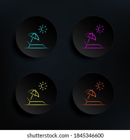 Beach sunbed dark badge color set icon. Simple thin line, outline vector of travel icons for ui and ux, website or mobile application