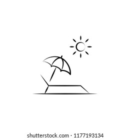 beach sunbed icon. Element of anti aging icon for mobile concept and web apps. Doodle style beach sunbed icon can be used for web and mobile