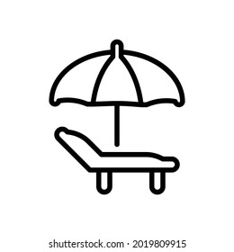 Beach Sunbed Symbol, Line-Vektorgrafik