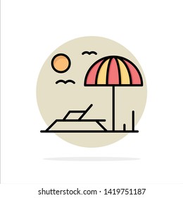 Beach, Sunbed, Vacation Abstract Circle Background Flat color Icon