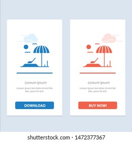 Beach, Sunbed, Vacation  Blue and Red Download and Buy Now web Widget Card Template