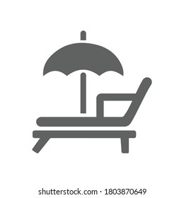 Beach, sunbed, vacation icon. Glyph gray vector on isolated white background