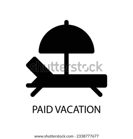 Beach, sunbed, vacation icon. Glyph black vector on isolated white background stock illustration.