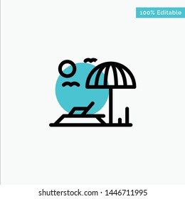 Beach, Sunbed, Vacation turquoise highlight circle point Vector icon