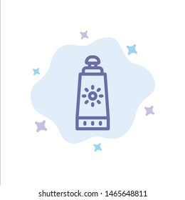 Beach, Sunblock, Sunscreen Blue Icon on Abstract Cloud Background. Vector Icon Template background
