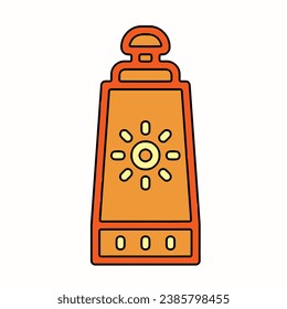 Beach, Sunblock, Sunscreen line icon vector