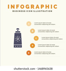 Beach, Sunblock, Sunscreen Solid Icon Infographics 5 Steps Presentation Background. Vector Icon Template background