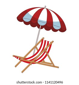 Beach sunchair and umbrella