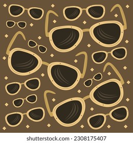 Beach sunglasses flat vector illustration. Cute golden beach sunglasses cartoon vector illustration for graphic design and decorative element