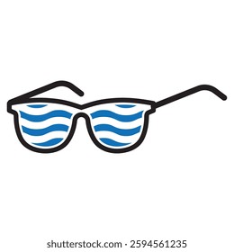 Beach sunglasses icon logo design template isolated illustration