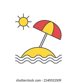 Beach sunrise icon in color icon, isolated on white background 