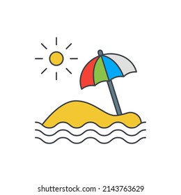 Beach sunrise icon in color icon, isolated on white background 
