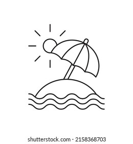 Beach sunrise icon line style icon, style isolated on white background