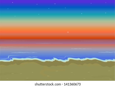 the beach at sunset