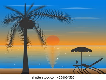 Beach and sunset background