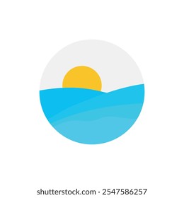 Beach sunset Flat Circular Flat icon