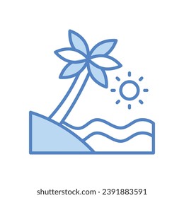 Beach Sunset icon isolate white background vector stock illustration.
