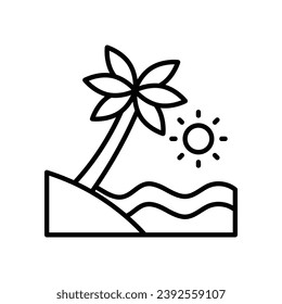 Beach Sunset icon isolate white background vector stock illustration.