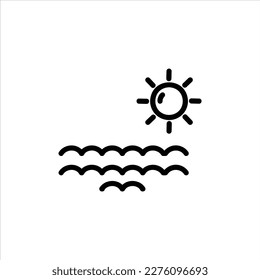 beach sunset icon with isolated vektor and transparent background.