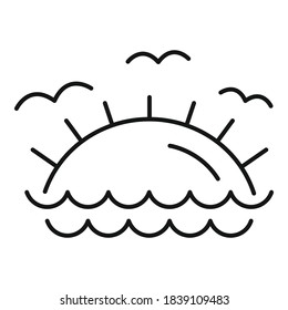 Beach sunset icon. Outline beach sunset vector icon for web design isolated on white background