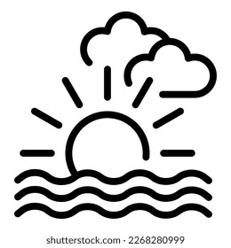 Beach sunset icon outline vector. Extreme surfing. Kite wind