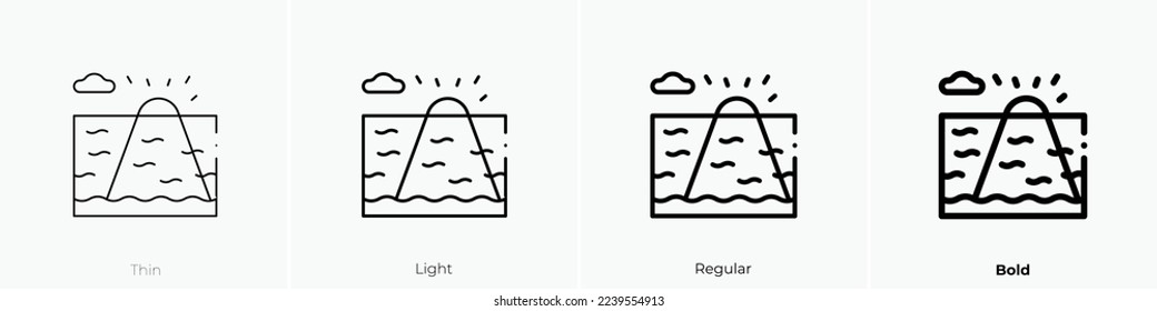 beach sunset icon. Thin, Light Regular And Bold style design isolated on white background