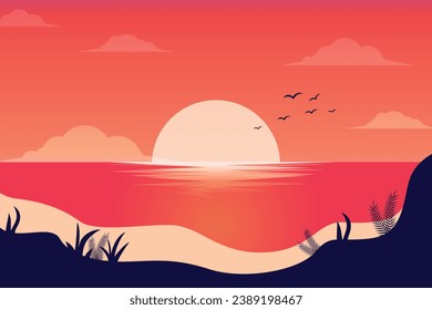 beach sunset landscape background design