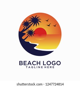 Beach Sunset Logo Design Stock Vector (Royalty Free) 1247724814 ...