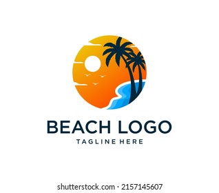 Beach Sunset logo design Vector design inspirations