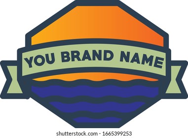 Beach and Sunset Logo Vector Design