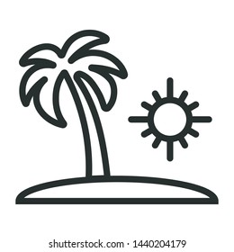 beach sunset - minimal line web icon. simple vector illustration. concept for infographic, website or app.