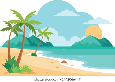 Beach Sunset Sky Background,Sunrise cloud Orange,Yellow,Pink in morning Summer,Vector sunny Autumn,Nature landscape Background.