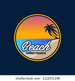 beach sunset summer badge logo emblem