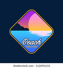 beach sunset summer badge logo emblem