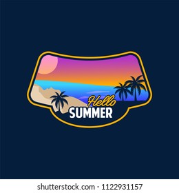 beach sunset summer badge logo emblem