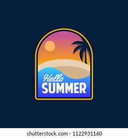 beach sunset summer badge logo emblem