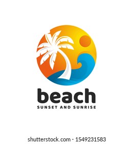 Sunset Logo Modern Summer Beach Logo Stock Vector (Royalty Free ...