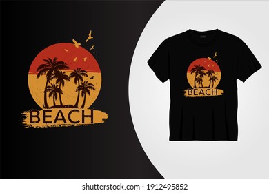 Beach Sunset T-shirt Design for POD