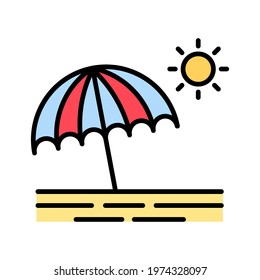 Beach, sunset, umbrella Icon vector image. Can be used for Summer and Holidays. Suitable for mobile apps, web apps and print media.