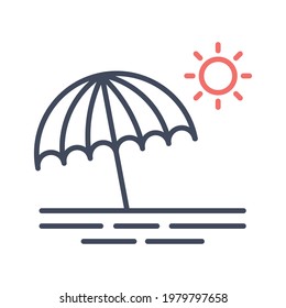 Beach, sunset, umbrella Icon vector image. Can be used for Summer and Holidays. Suitable for mobile apps, web apps and print media.