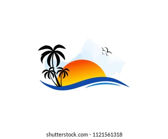 Beach Sunset Vector  Design