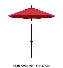 Beach sunshade vector illustration isolated on white background. Red beach umbrella can be used for topics as travel, holiday, summer, vacation, beach, sea, ocean, swimming. Eps 10 vector illustration