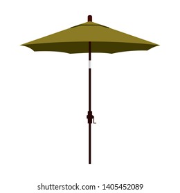 Beach sunshade vector illustration isolated on white background. Khaki beach umbrella can be used for topics as travel, holiday, summer, vacation, beach, sea, swimming. Eps 10 vector illustration
