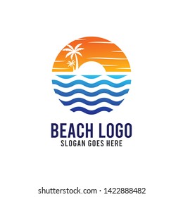 Beach And Sunshine Logo Design Template