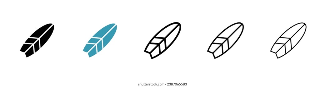 Beach surf board vector illustration set. Surfboard icon for UI designs.