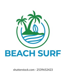 beach surf flat minimalist logo design