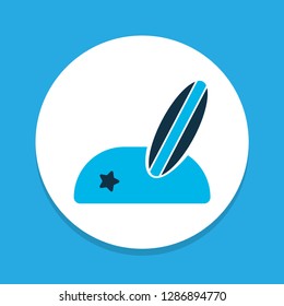 Beach with surf icon colored symbol. Premium quality isolated surfboard element in trendy style.