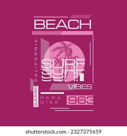 Beach Surf Vibes typography summer text vector t shirt design