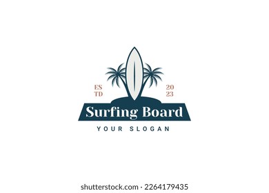 Beach Surfboard Logo Vector Icon Illustration